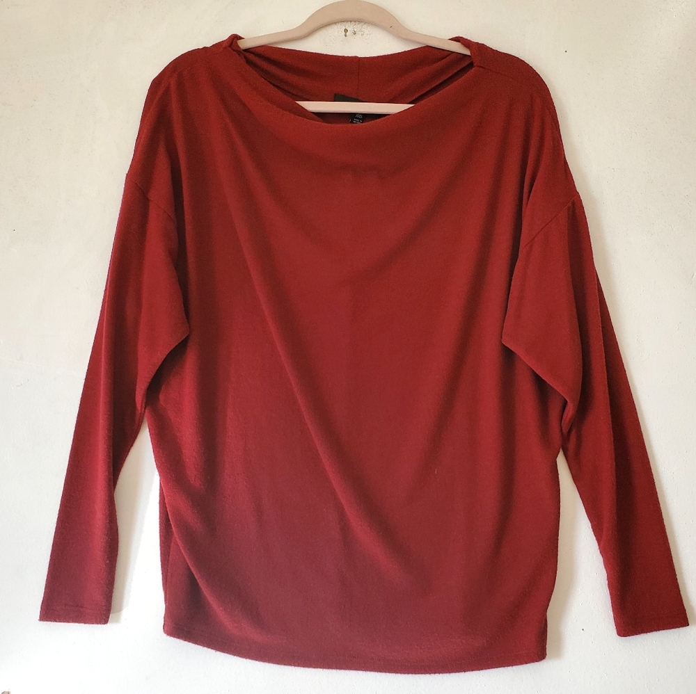 New Gibson Look Burgundy‎ Cowl Neck Sweater XXS NWT